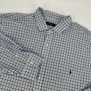 Polo Ralph Lauren Button Up Dress Shirt Pony Logo Men's 4XB Purple Green White